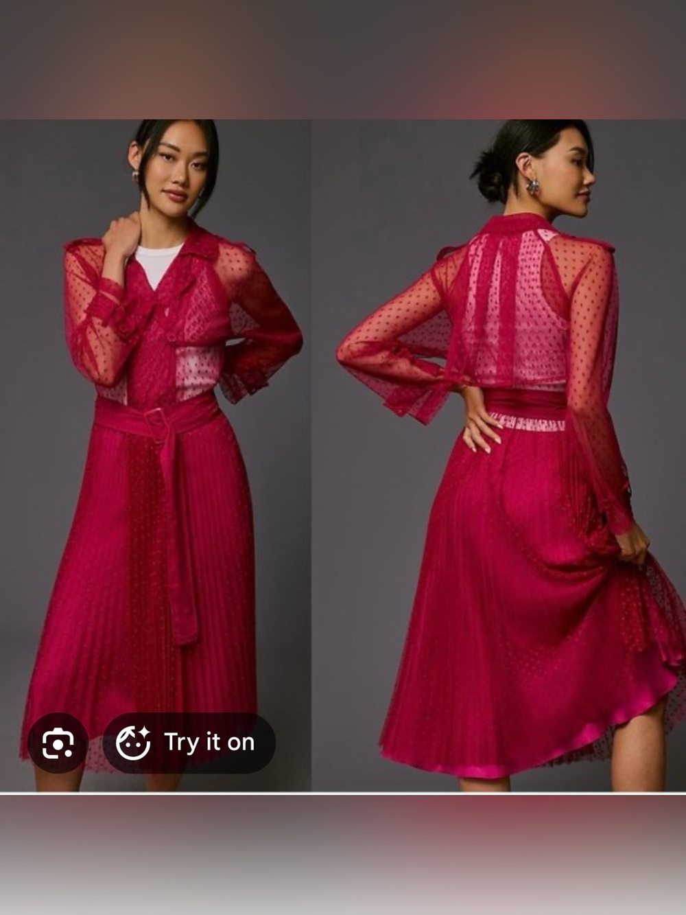 DOLAN Sheer Dot Tulle Trench Coat Jacket